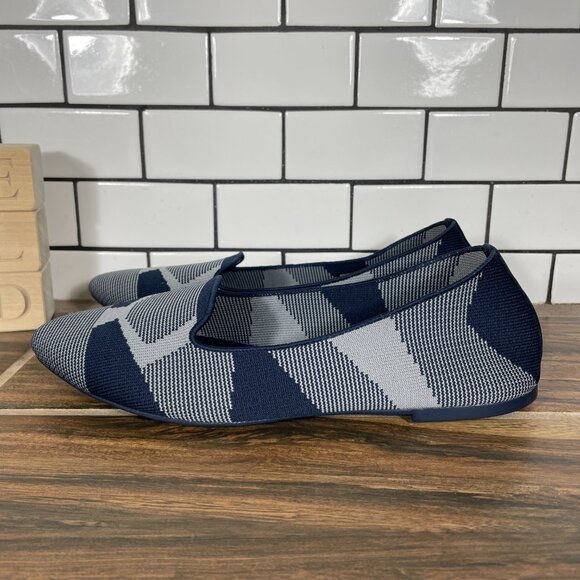Skechers Cleo Sherlock Womens Size 8.5 Shoes Navy Gray Slip On Ballet Flats - Picture 1 of 12